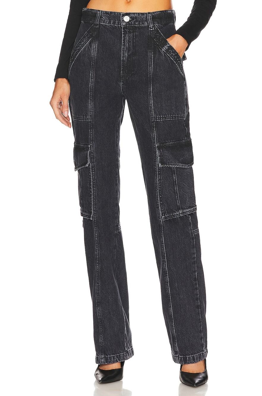 Frame High Rise Black Utility Cargo Denim Jeans Size 24
